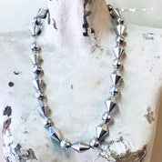 Vintage Necklace, Silver Necklace, Unique Necklace, Beaded Jewelry, Silver Beads, Large Chain, Chunky Jewelry, Vintage Jewelry, Geometric