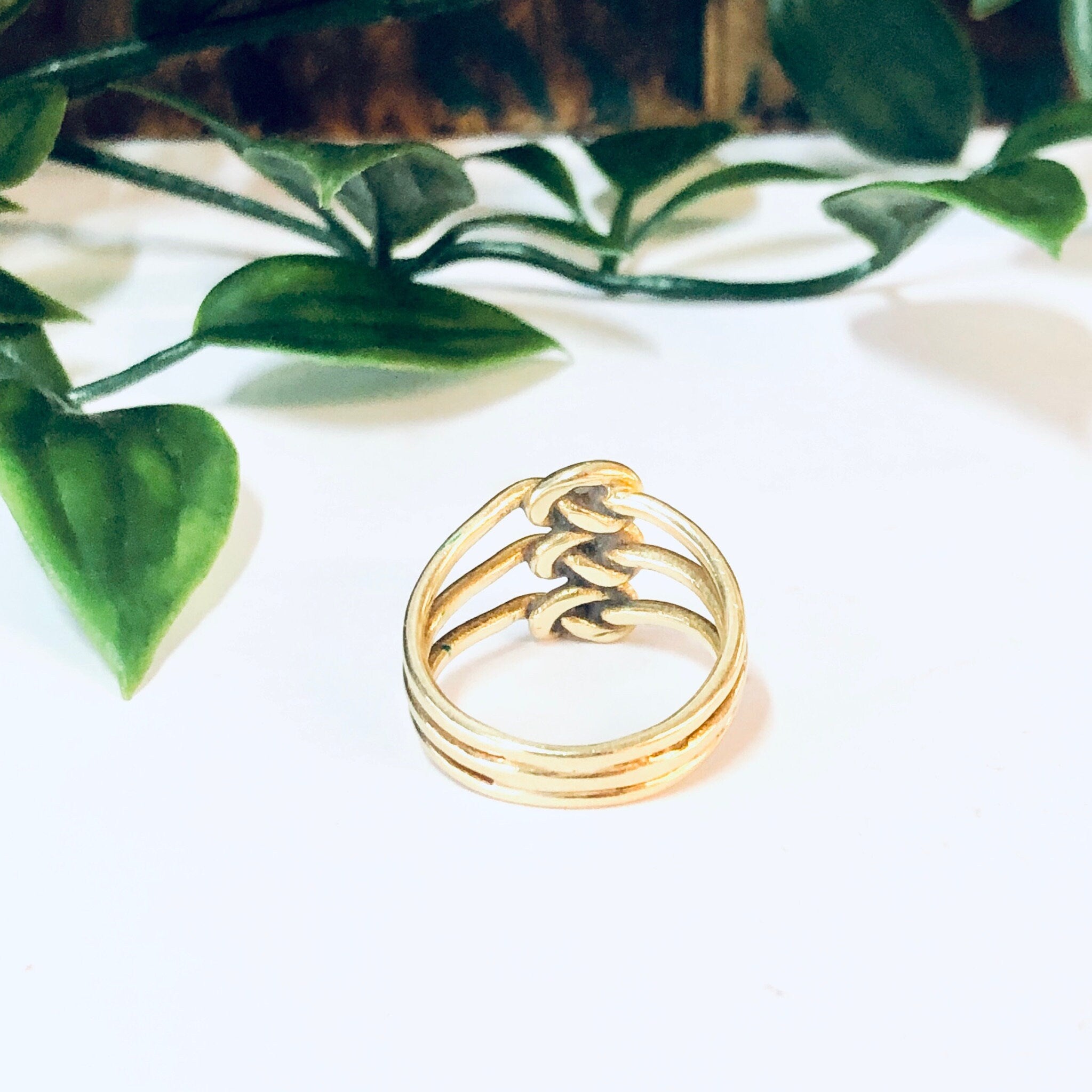 Vintage Ring, Gold Ring, 18K Gold, 18K Yellow Gold, Yellow Gold Ring, Knot Ring, Three Band Ring, Vintage Jewelry, Unique Jewelry, 18K Gold