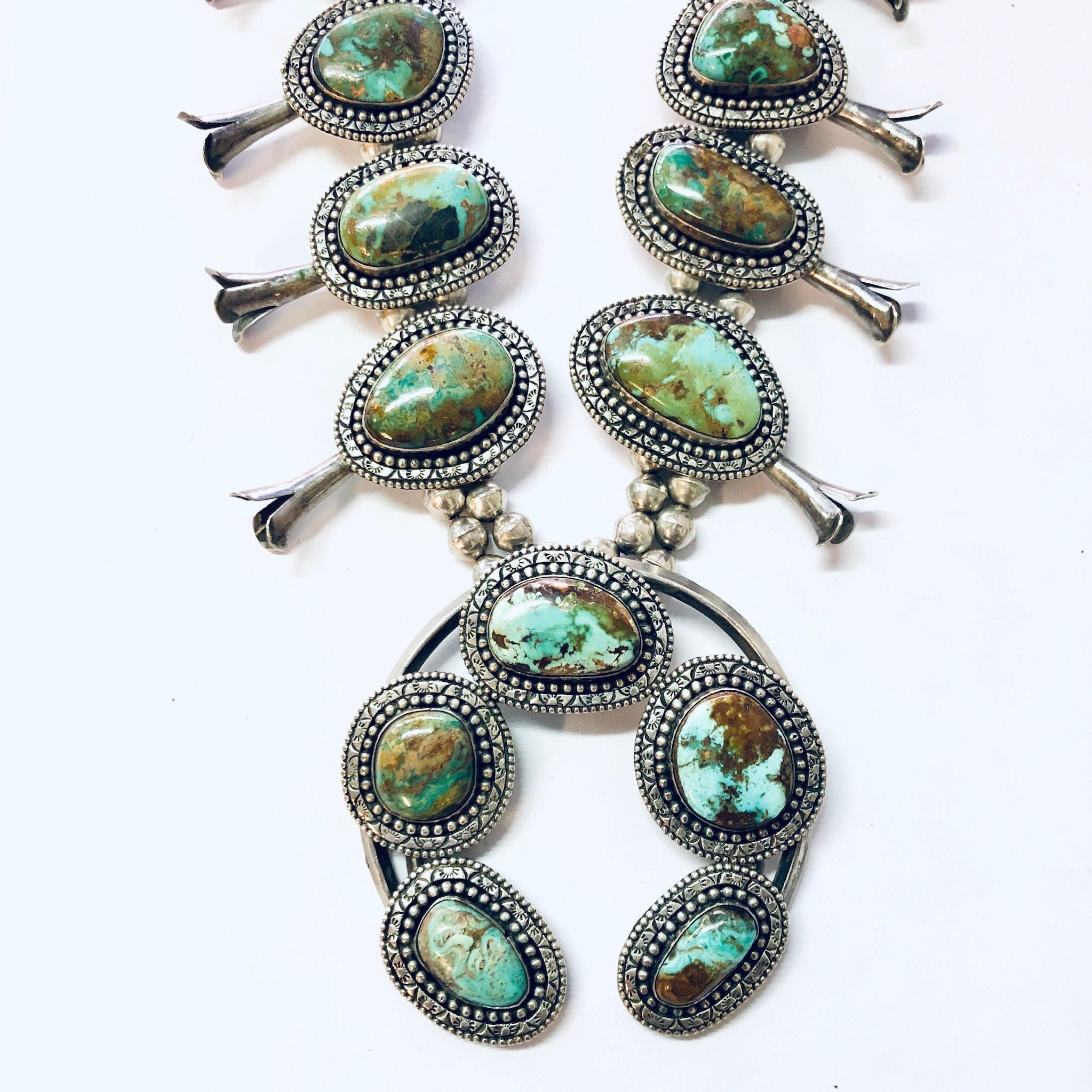 RESERVED FOR LEE ! Squash Blossom Necklace, Vintage Necklace, Royston Turquoise, Silver Necklace, Squash Blossom, Large Necklace,