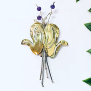 Vintage Brooch, Silver Brooch, Flower Brooch, Unique Jewelry, Vintage Pin, Signed Jewelry, Artist Brooch, Ruth Rosenfeld, Gold Toned Pin