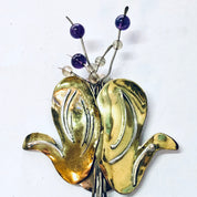 Vintage Brooch, Silver Brooch, Flower Brooch, Unique Jewelry, Vintage Pin, Signed Jewelry, Artist Brooch, Ruth Rosenfeld, Gold Toned Pin