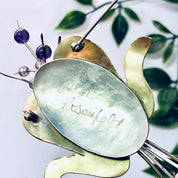 Vintage Brooch, Silver Brooch, Flower Brooch, Unique Jewelry, Vintage Pin, Signed Jewelry, Artist Brooch, Ruth Rosenfeld, Gold Toned Pin