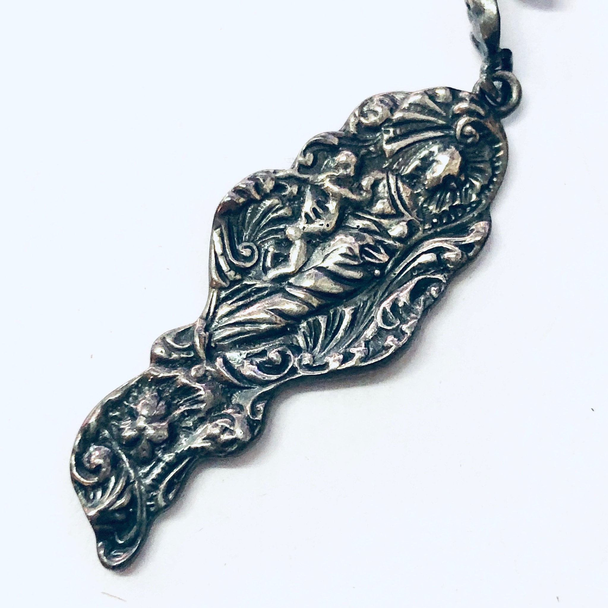 Vintage Earrings, Silver Earrings, Figural Jewelry, Art Nouveau Style, Lady Earrings, Unique Jewelry, Dangle Earrings, Vintage Jewelry, 925