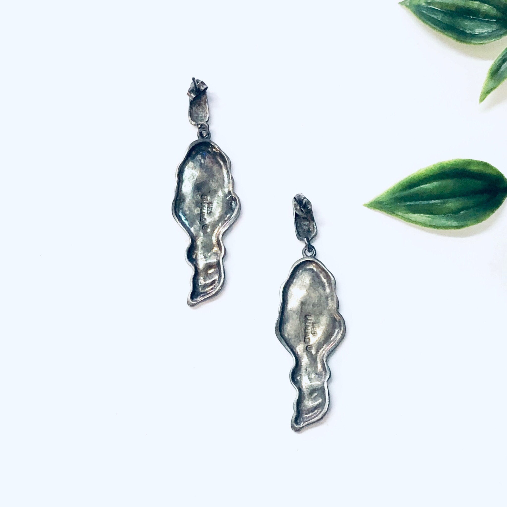 Vintage Earrings, Silver Earrings, Figural Jewelry, Art Nouveau Style, Lady Earrings, Unique Jewelry, Dangle Earrings, Vintage Jewelry, 925