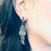 Vintage Earrings, Silver Earrings, Figural Jewelry, Art Nouveau Style, Lady Earrings, Unique Jewelry, Dangle Earrings, Vintage Jewelry, 925