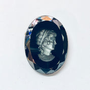 Vintage Cameo, Black Cameo, Unique Cameo, Cameo Brooch, Vintage Brooch, Vintage Pin, Silver and Black, Silver Toned Cameo, Etched Cameo,