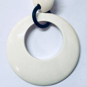 Vintage Earrings, Plastic Earrings, Costume Jewelry, Large Earrings, Dangle Earrings, Pierced Ears, White and Black, Minimalist, 70s Jewelry