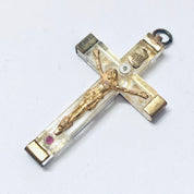 Cross Pendant, Religious Jewelry, Vintage Jewelry, Crucifix Pendant, Gold Toned Pendant, Clear Cross, Vintage Necklace, Religious Pendant
