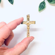 Cross Pendant, Religious Jewelry, Vintage Jewelry, Crucifix Pendant, Gold Toned Pendant, Clear Cross, Vintage Necklace, Religious Pendant