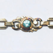 Vintage Bracelet, Link Bracelet, Costume Jewelry, Vintage Jewelry, Blue Gemstone, Blue and Gold, Gold Toned Jewelry, Unique Bracelet, Blue