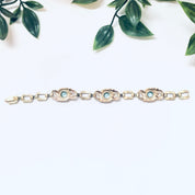 Vintage Bracelet, Link Bracelet, Costume Jewelry, Vintage Jewelry, Blue Gemstone, Blue and Gold, Gold Toned Jewelry, Unique Bracelet, Blue