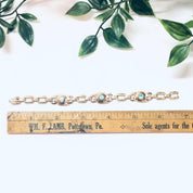Vintage Bracelet, Link Bracelet, Costume Jewelry, Vintage Jewelry, Blue Gemstone, Blue and Gold, Gold Toned Jewelry, Unique Bracelet, Blue