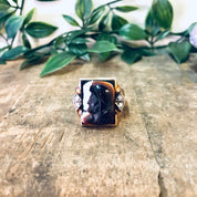 Vintage Gold Ring, 10K Gold Ring, Large Ring, Mens Jewelry, Cameo Ring, Cameo Jewelry, Vintage Jewelry, Diamond Ring, Brown Cameo, Gold