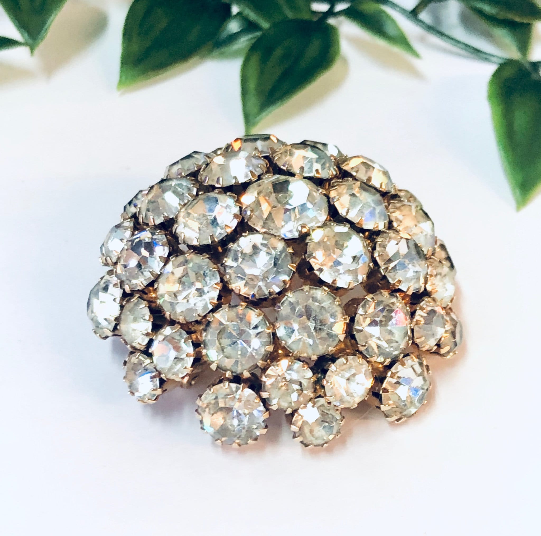 Vintage Brooch, Rhinestone Brooch, Dome Pin, Vintage Pin, Rhinestone Pin, Vintage Jewelry, Unique Jewelry, Round Brooch, Statement Jewelry
