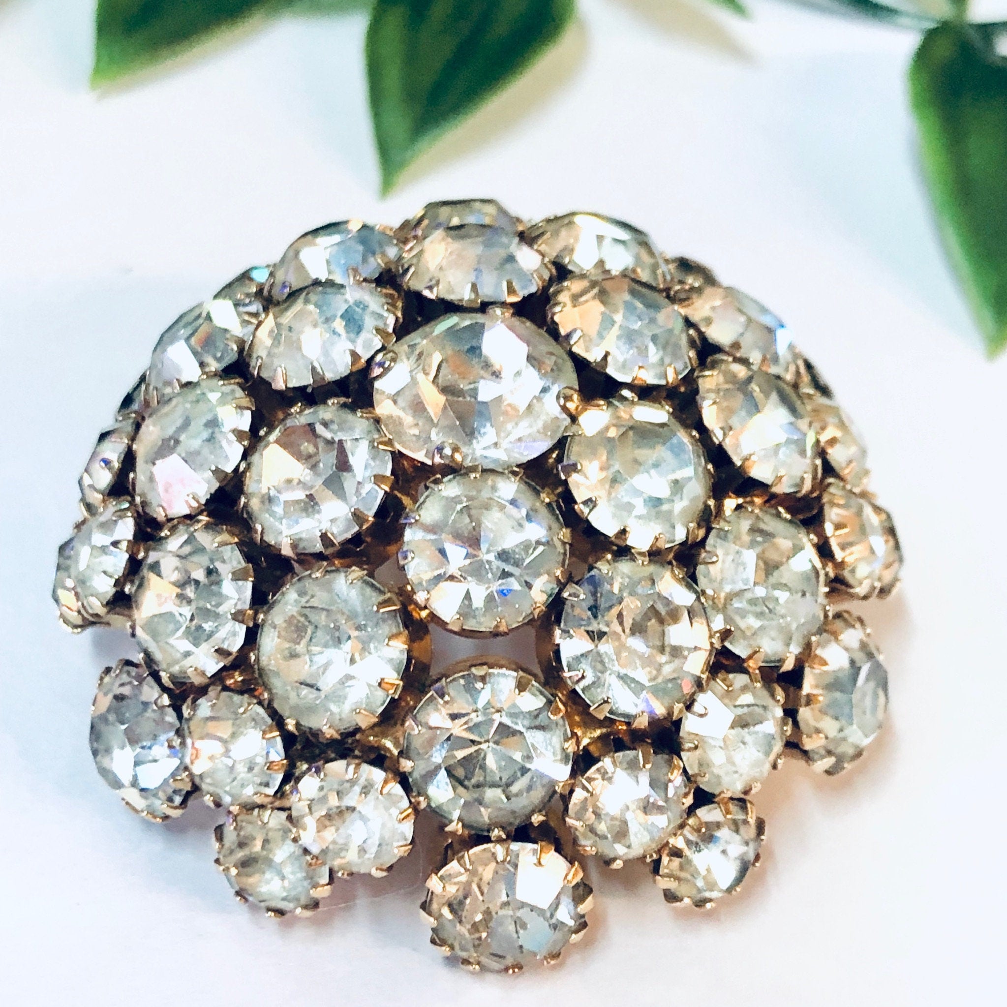 Vintage Brooch, Rhinestone Brooch, Dome Pin, Vintage Pin, Rhinestone Pin, Vintage Jewelry, Unique Jewelry, Round Brooch, Statement Jewelry