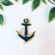 Vintage Brooch, Anchor Brooch, Anchor Pin, Sailor Jewelry, Vintage Jewelry, Blue Brooch, Gold Toned Pin, Costume jEwelry, Rope Brooch, Blue