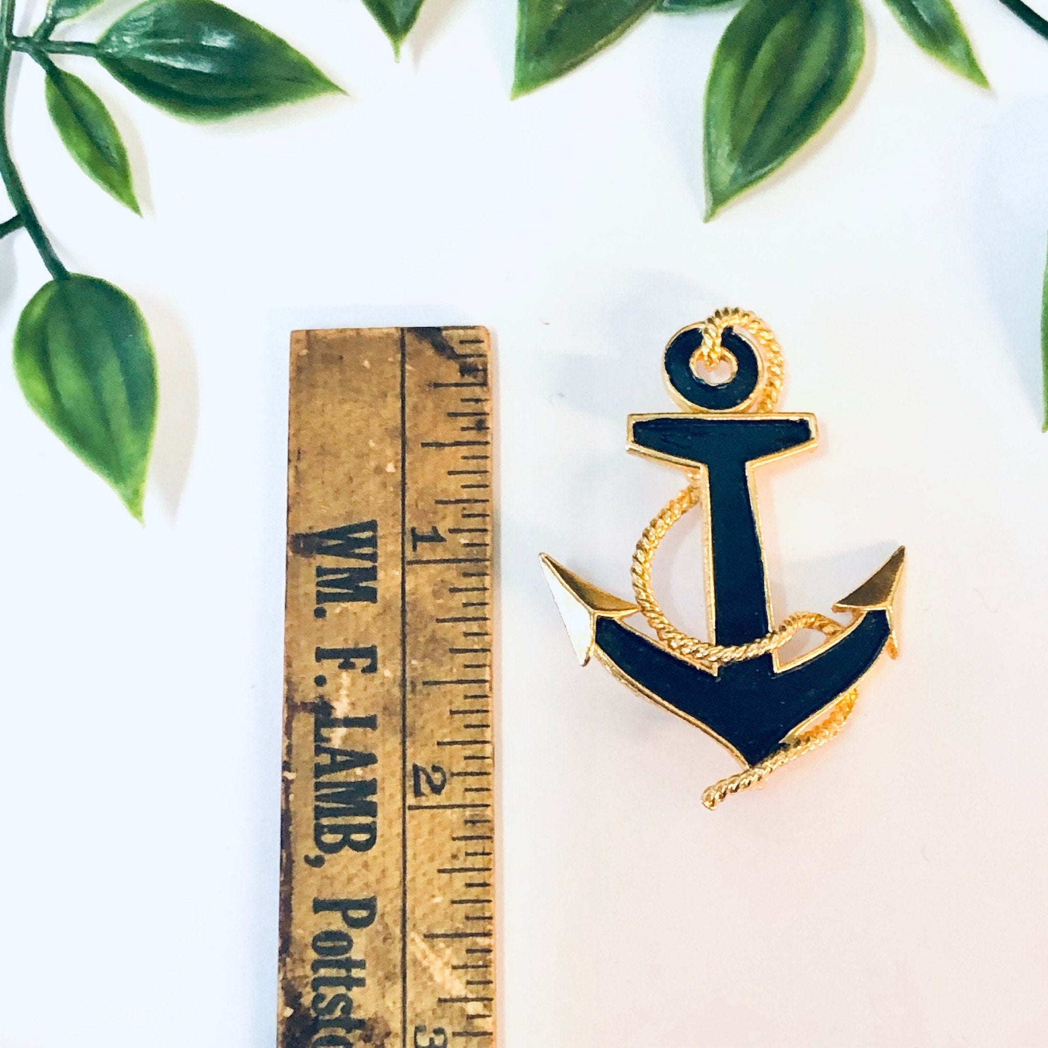 Vintage Brooch, Anchor Brooch, Anchor Pin, Sailor Jewelry, Vintage Jewelry, Blue Brooch, Gold Toned Pin, Costume jEwelry, Rope Brooch, Blue