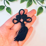 Vintage Brooch, Tassel Brooch, Tassel Jewelry, Black Tassel, Vintage Pin, Black Brooch, Dangle Brooch, Unique Jewelry, Knotted Pin, Black