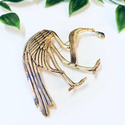 Vintage Brooch, Gold Toned Brooch, Bird Brooch, Bird Pin, Bird Jewelry, Vintage Jewelry, Vintage Pin, Crane Brooch, Unique Jewelry, Gemstone