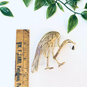 Vintage Brooch, Gold Toned Brooch, Bird Brooch, Bird Pin, Bird Jewelry, Vintage Jewelry, Vintage Pin, Crane Brooch, Unique Jewelry, Gemstone