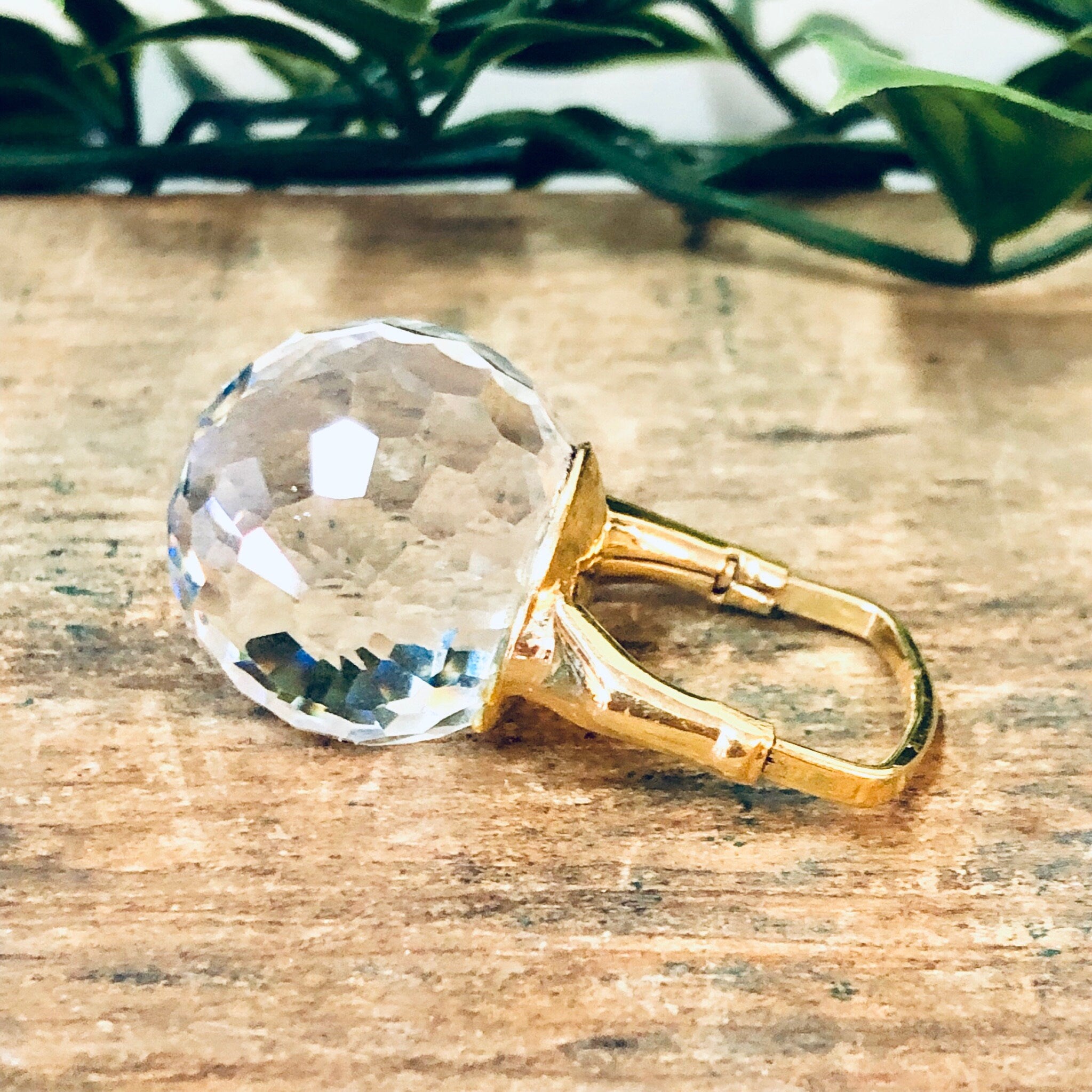 Vintage Ring, Disco Ball Ring, Unique Jewelry, Statement Jewelry, Cocktail Ring, Costume Jewelry, Large Ring, Iridescent Ring, Gold Ring