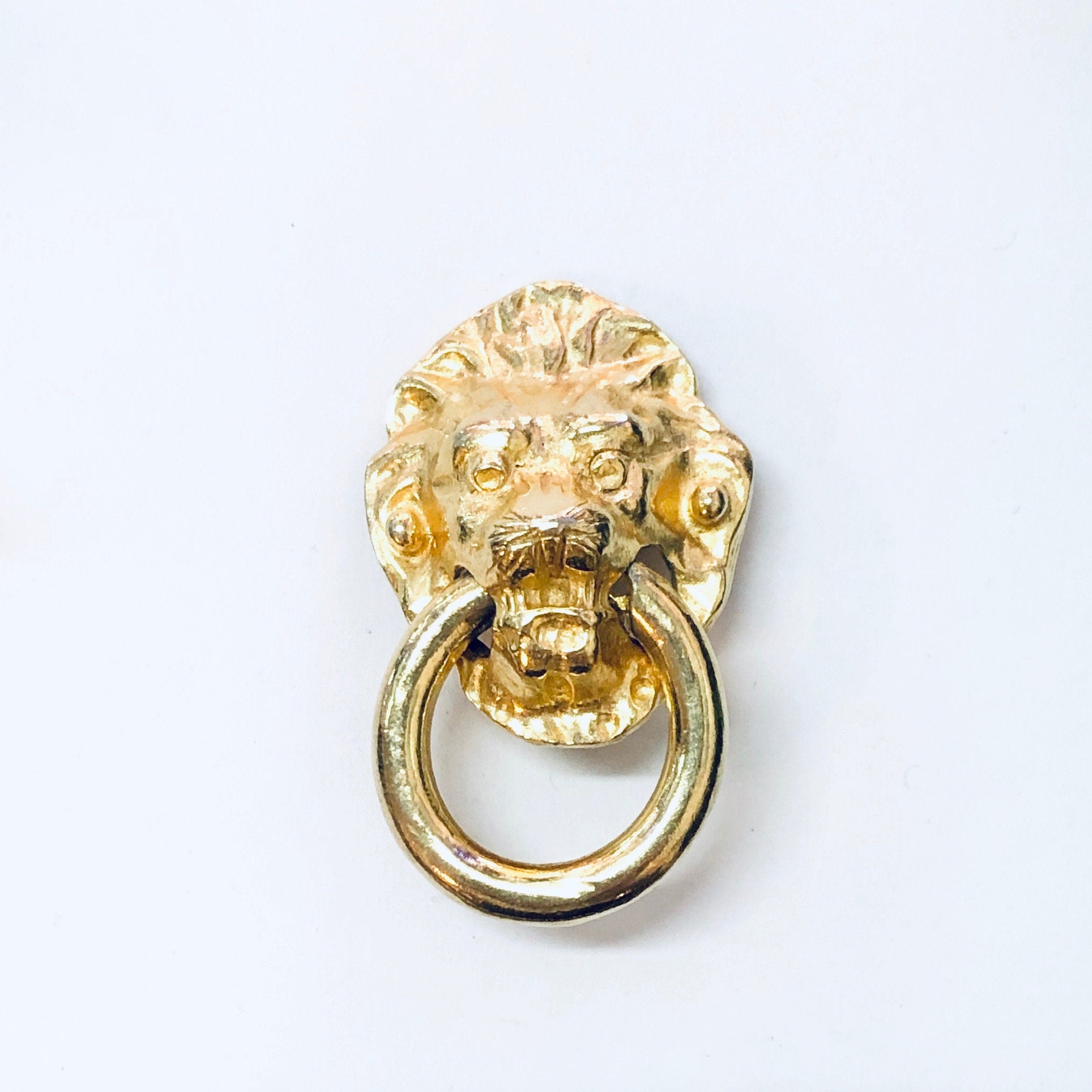 Vintage Earrings, Clip On Earrings, Lion Door Knocker Earrings, Large Earrings, Costume Jewelry, Gold Toned Earrings, Vintage Jewelry, Lion