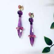 Vintage Earrings, Clip On Earrings, Statement Jewelry, Purple Earrings, Large Earrings, Plastic Jewelry, Unique Jewelry, Vintage Jewelry