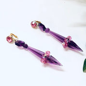 Vintage Earrings, Clip On Earrings, Statement Jewelry, Purple Earrings, Large Earrings, Plastic Jewelry, Unique Jewelry, Vintage Jewelry