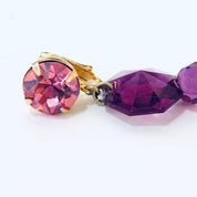 Vintage Earrings, Clip On Earrings, Statement Jewelry, Purple Earrings, Large Earrings, Plastic Jewelry, Unique Jewelry, Vintage Jewelry