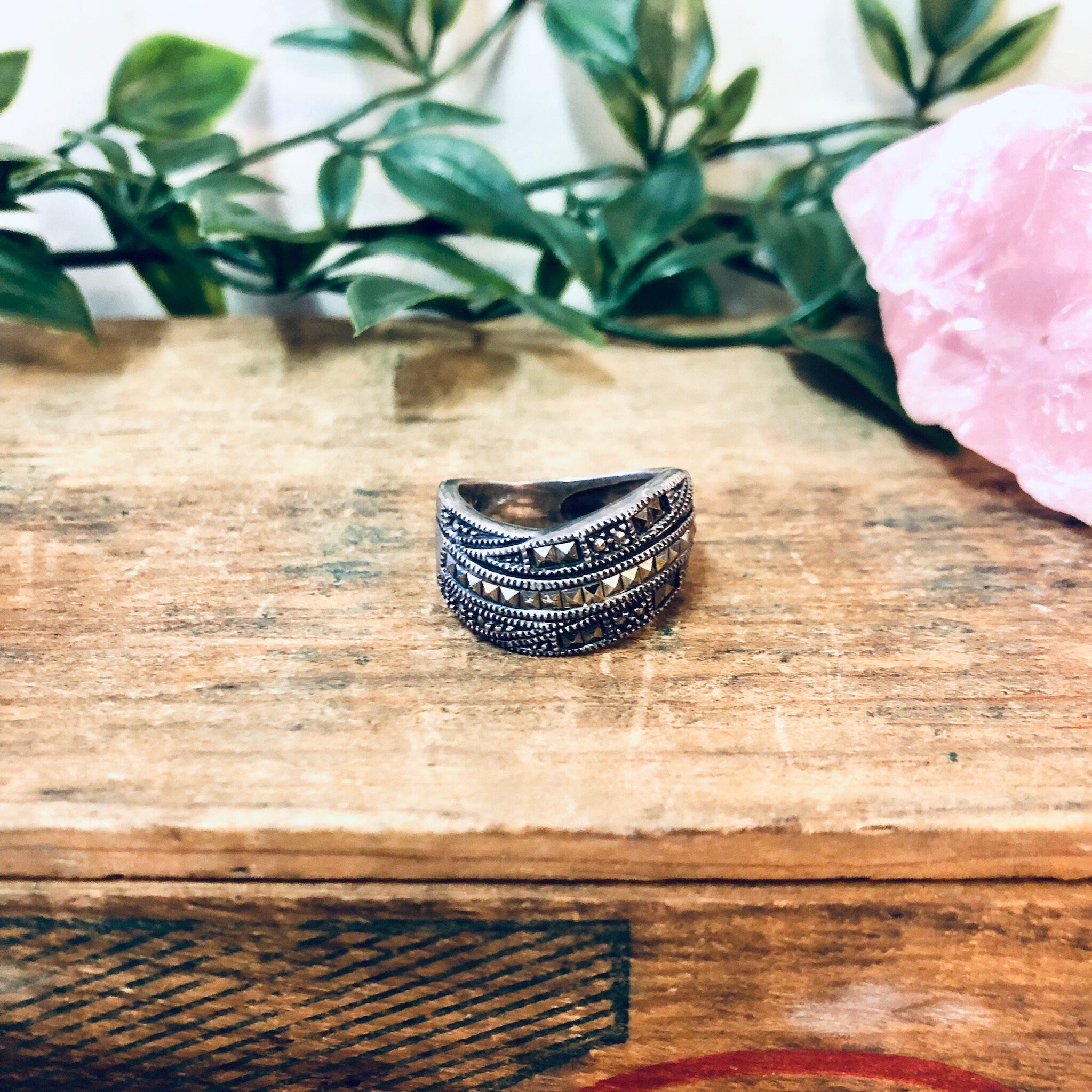 Vintage Ring, Silver Ring, Marcasite Jewelry, Vintage Jewelry, Thick Band, Band Ring, Sterling Ring, Statement Jewelry, 925 Ring, Unique