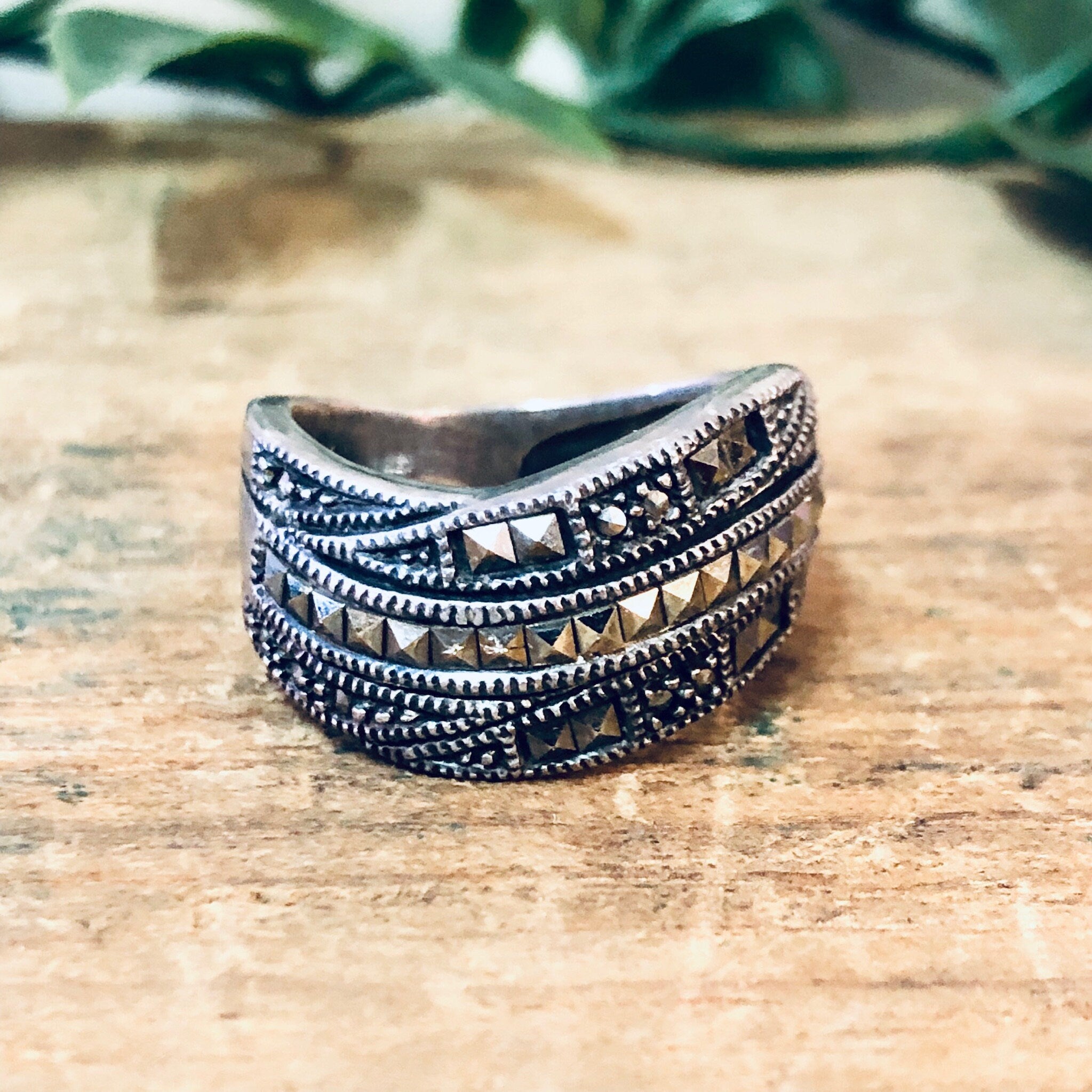 Vintage Ring, Silver Ring, Marcasite Jewelry, Vintage Jewelry, Thick Band, Band Ring, Sterling Ring, Statement Jewelry, 925 Ring, Unique