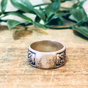 Vintage Silver Ring, Band Ring, Floral Design, Flower Ring, Vintage Jewelry, Sterling Ring, Thick Band, Unique Jewelry, Floral Ring, 925