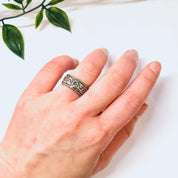 Vintage Silver Ring, Band Ring, Floral Design, Flower Ring, Vintage Jewelry, Sterling Ring, Thick Band, Unique Jewelry, Floral Ring, 925