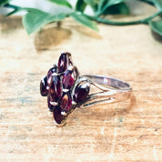 Vintage Ring, Silver Ring, Red Gemstone, Red and Silver, Statement Jewelry, Large Ring, Vintage Jewelry, Unique Ring, Dark Red Gemstone, 925