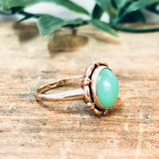 Vintage Ring, Gold Ring, 10 Karat Gold, 10k Gold Ring, Yellow Gold Ring, Green Stone, Green Jewelry, Gold, Light Green, Vintage Jewelry