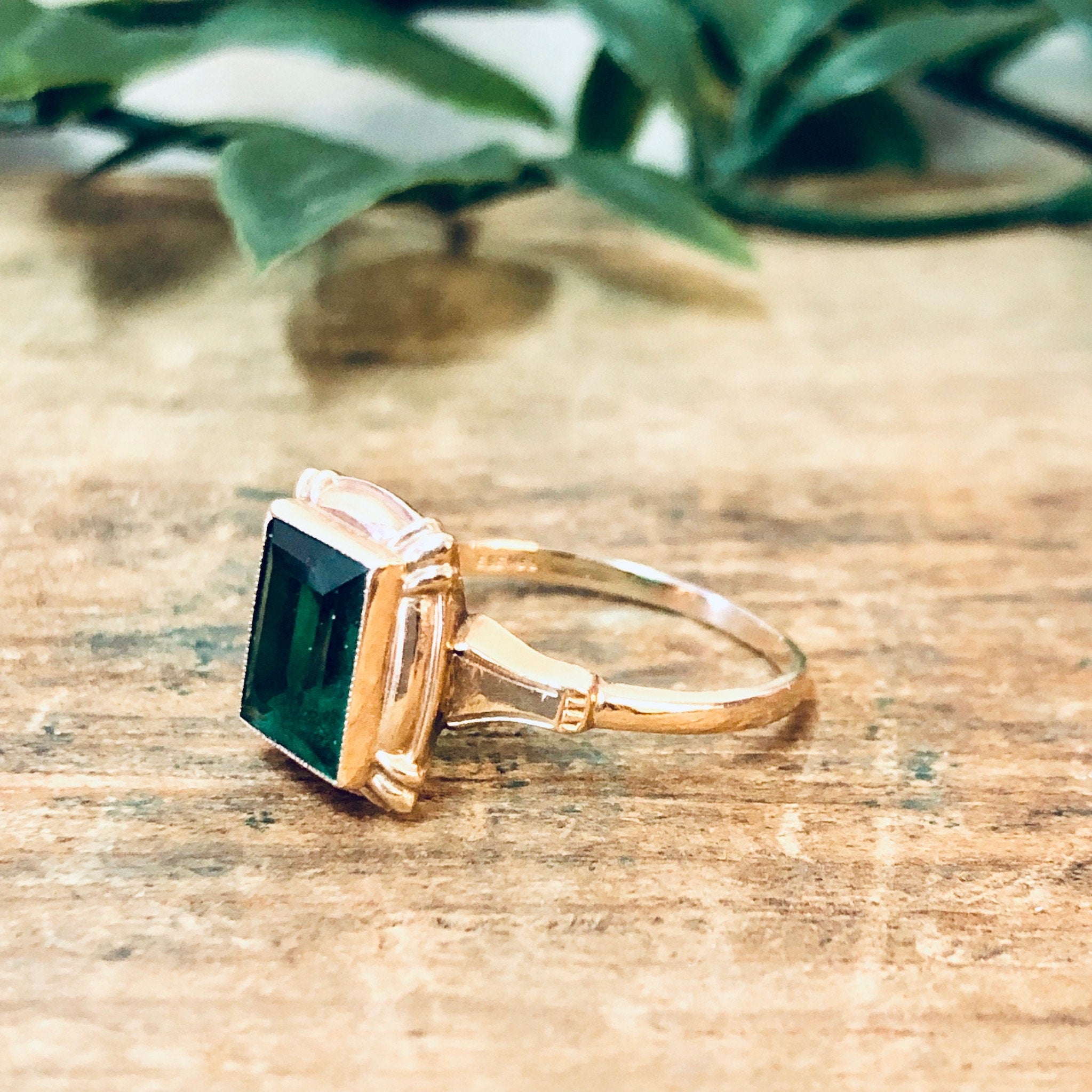 Vintage Ring, Gold Ring, 10 Karat Gold, 10K Gold Ring, Engagement Jewelry, Vintage Jewelry, Emerald Ring, Green and Gold, Promise Ring, Gold