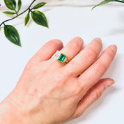 Vintage Ring, Gold Ring, 10 Karat Gold, 10K Gold Ring, Engagement Jewelry, Vintage Jewelry, Emerald Ring, Green and Gold, Promise Ring, Gold