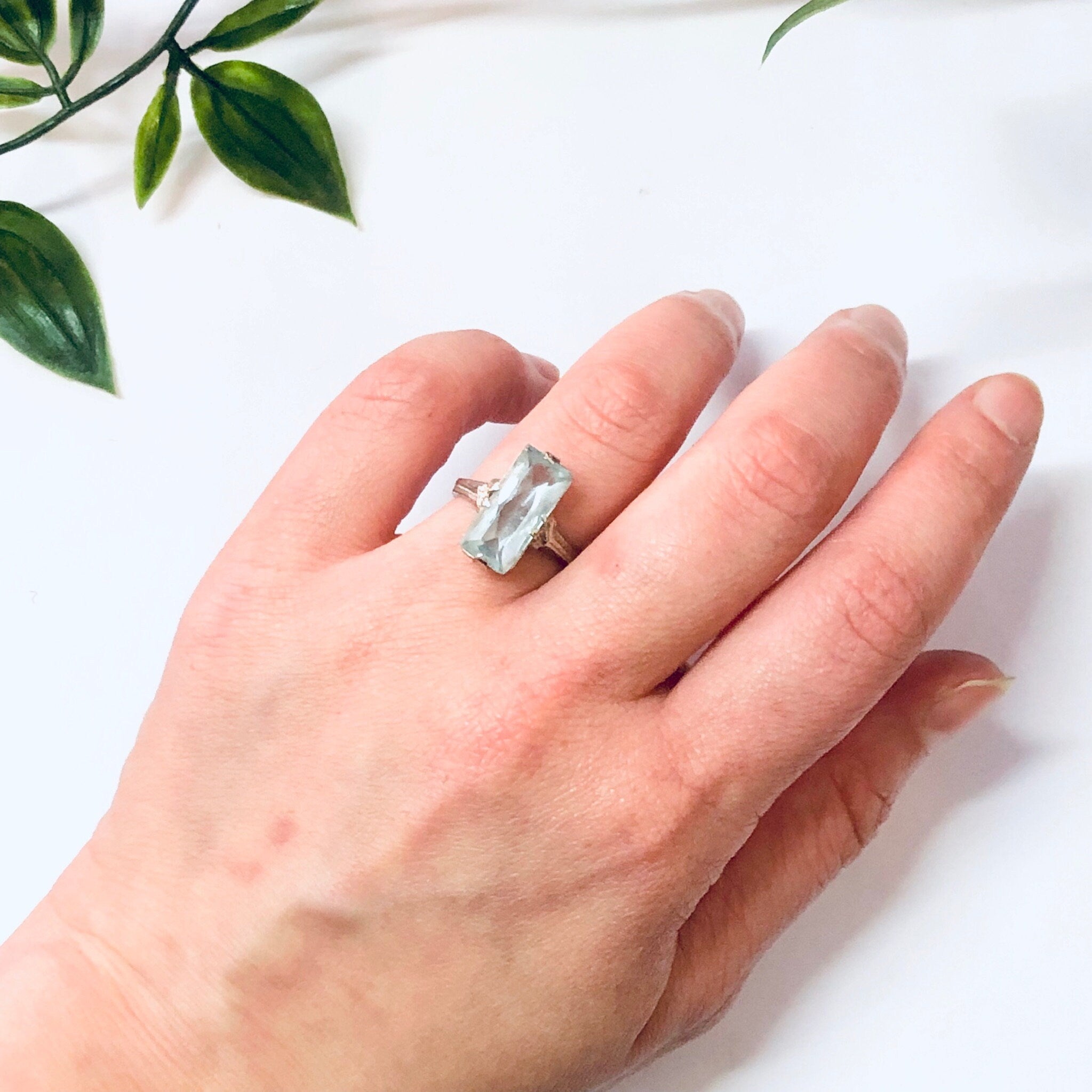 Vintage Ring, Engagement Ring, 18K Gold Ring, 18K White Gold, Aquamarine Ring, Light Blue Ring, White Gold Jewelry, Vintage Jewelry, Antique