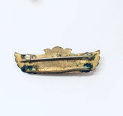 Vintage Brooch, 1920s Pin, Egyptian Revival Pin, Enameled Pin, Egyptian Jewelry, Winged Pin, Green Pin, Red Pin, Brass Tone, Vintage Jewelry