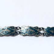 Vintage Siam sterling silver bracelet with blue enamel and goddess motif design, small size, 925 silver jewelry.