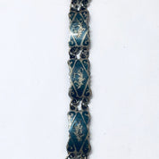 Vintage Siam sterling silver bracelet with blue enamel and goddess motif, small size, 925 silver vintage jewelry.