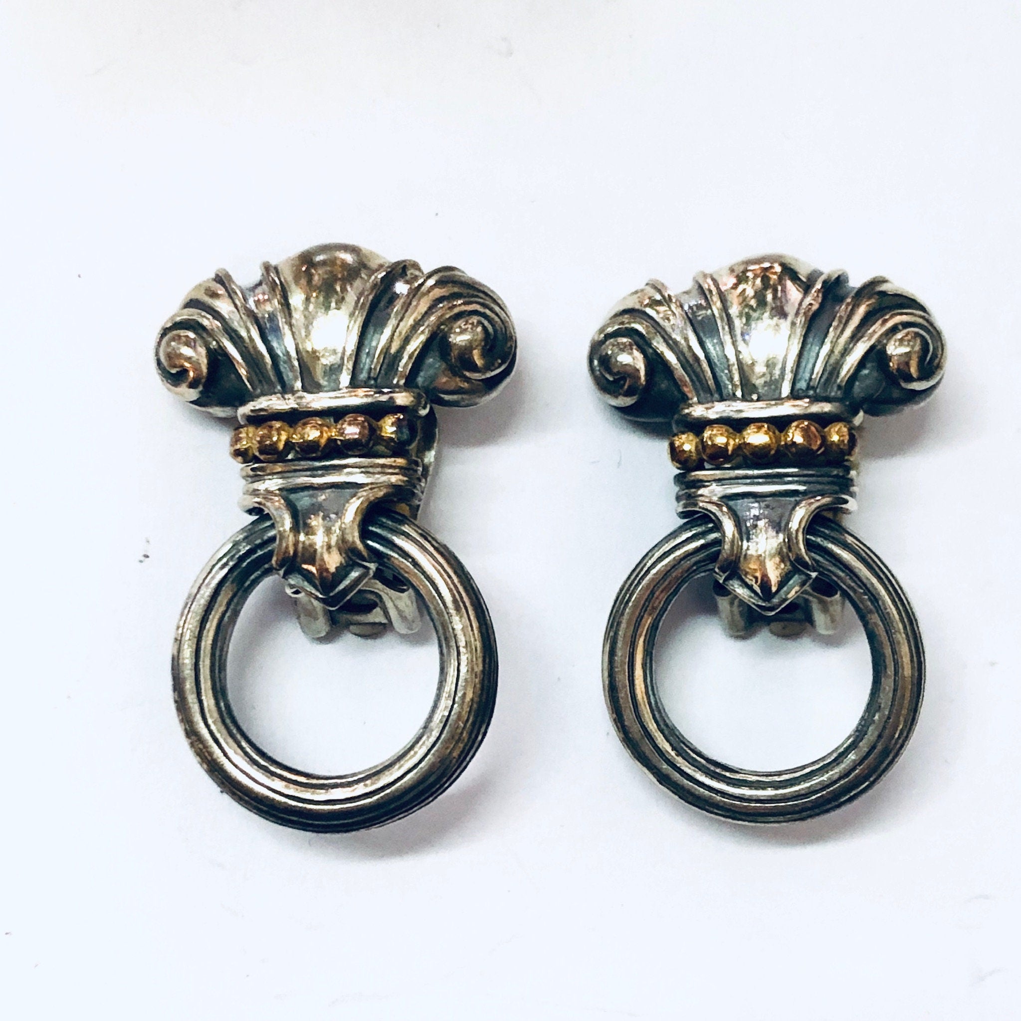 Vintage Earrings, Clip On Earrings, Door Knocker Earrings, Retro Jewelry, Costume Jewelry, Vintage Jewelry, Statement Earrings, Silver Toned