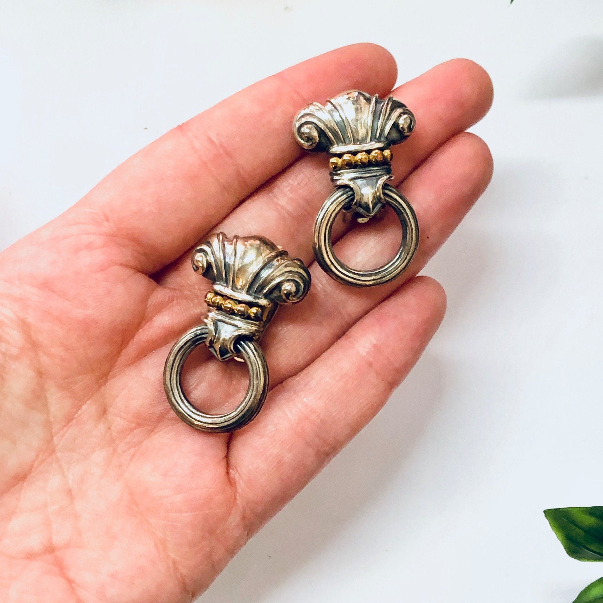 Vintage Earrings, Clip On Earrings, Door Knocker Earrings, Retro Jewelry, Costume Jewelry, Vintage Jewelry, Statement Earrings, Silver Toned