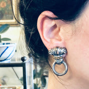 Vintage Earrings, Clip On Earrings, Door Knocker Earrings, Retro Jewelry, Costume Jewelry, Vintage Jewelry, Statement Earrings, Silver Toned