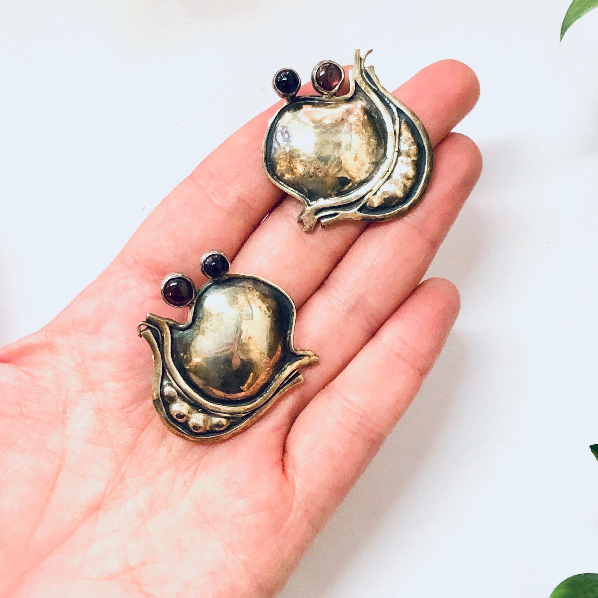 Vintage Earrings, Silver Earrings, Abstract jewelry, Statement Jewelry, Pierced Ears, Purple Gemstones, Silver and Purple, Large earrings