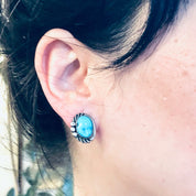 Vintage Earrings, Silver Earrings, Turquoise Jewelry, Boho Style, Bohemian Stye, Boho Jewelry, Vintage Jewelry, Small Earrings, Studs, 925