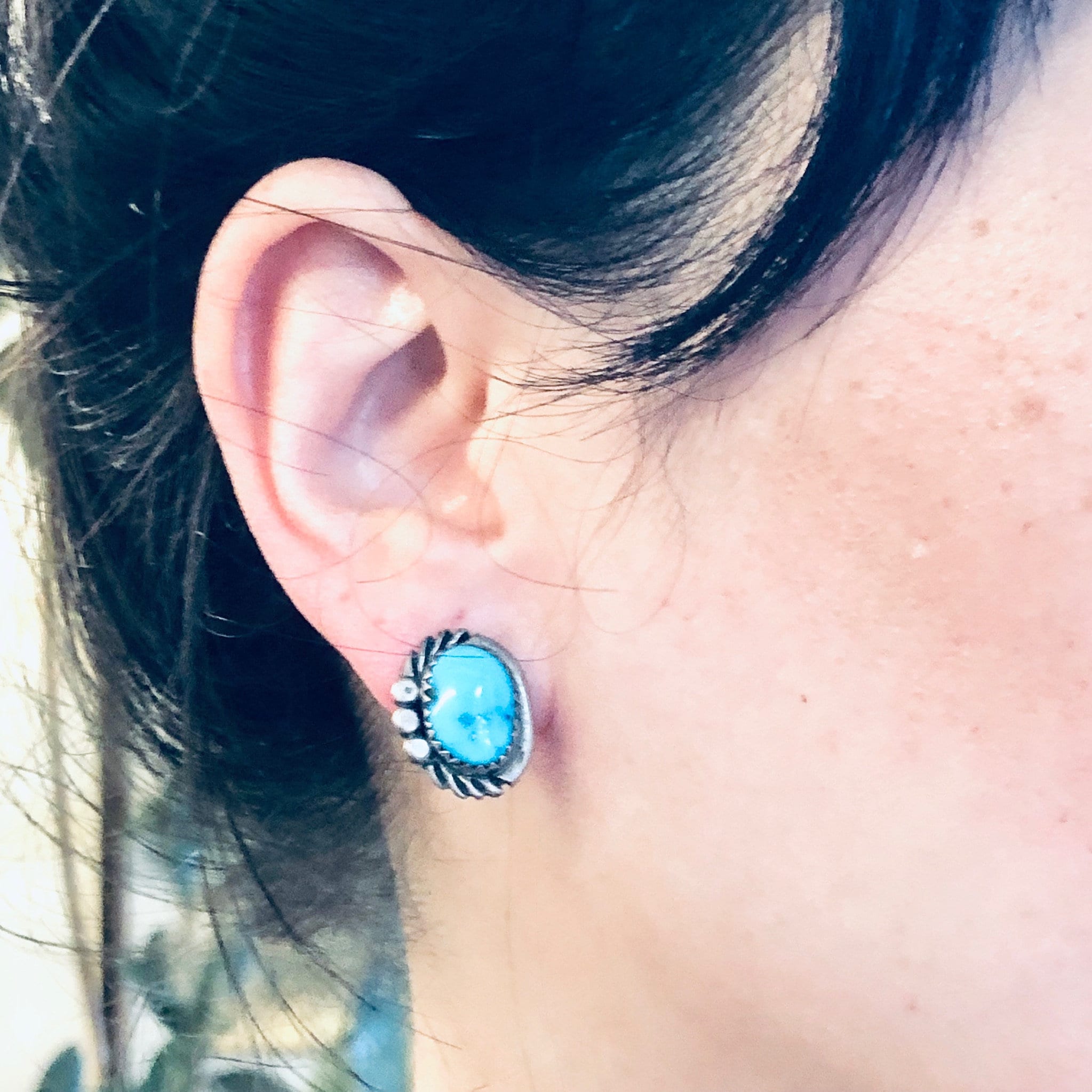 Vintage Earrings, Silver Earrings, Turquoise Jewelry, Boho Style, Bohemian Stye, Boho Jewelry, Vintage Jewelry, Small Earrings, Studs, 925