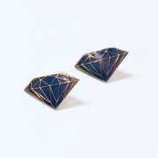 Vintage Earrings, Isle of Shye, Diamond Earrings, Diamond Shaped, Blue Earrings, Costume Jewelry, Souvenir, Statement Earrings, Pierced ears