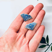 Vintage Earrings, Isle of Shye, Diamond Earrings, Diamond Shaped, Blue Earrings, Costume Jewelry, Souvenir, Statement Earrings, Pierced ears