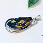 Vintage Pendant, Silver Pendant, Vintage Necklace, Amber Pendant, Amber Jewelry, Unique Pendant, Vintage Jewelry, 925 Pendant, Yellow Orange
